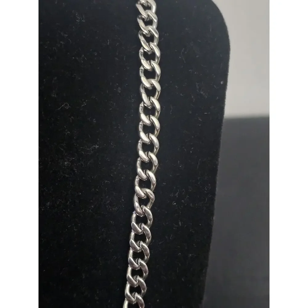 24in silver Stainless Steel-6mm Cuban Link Chain Necklace